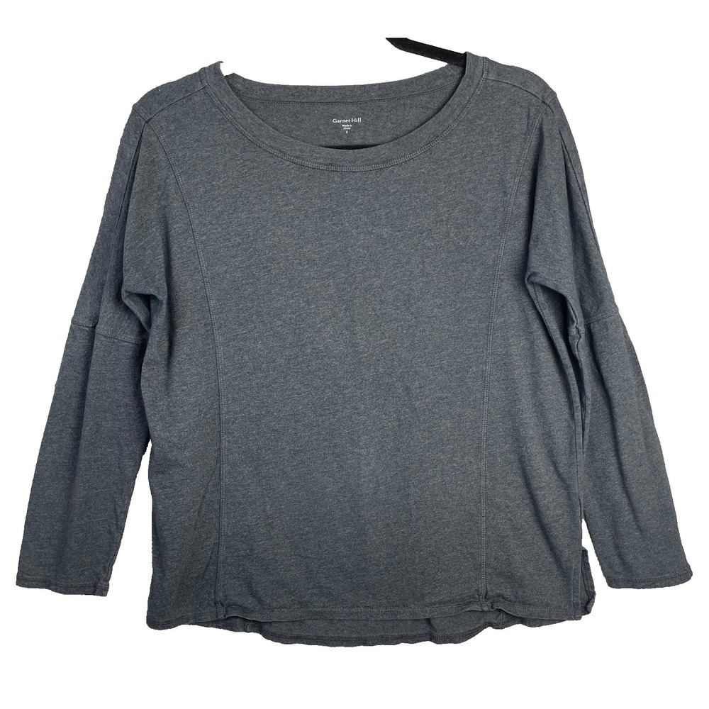 Garnet Hill Top Womens S Gray T Shirt Closet Staple Organic Cotton Lyocell